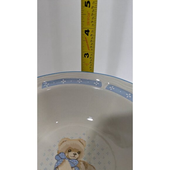 Tienshan Stoneware Teddy Bear Blue Floral Rim Childs Bowl - Picture 4 of 11